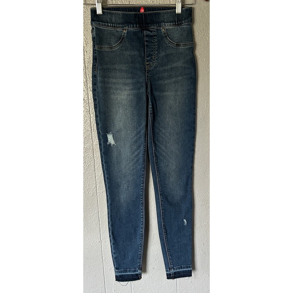 Women's Spanx  XS Long Skinny Denim Pull On jeans Distressed Retro Casual